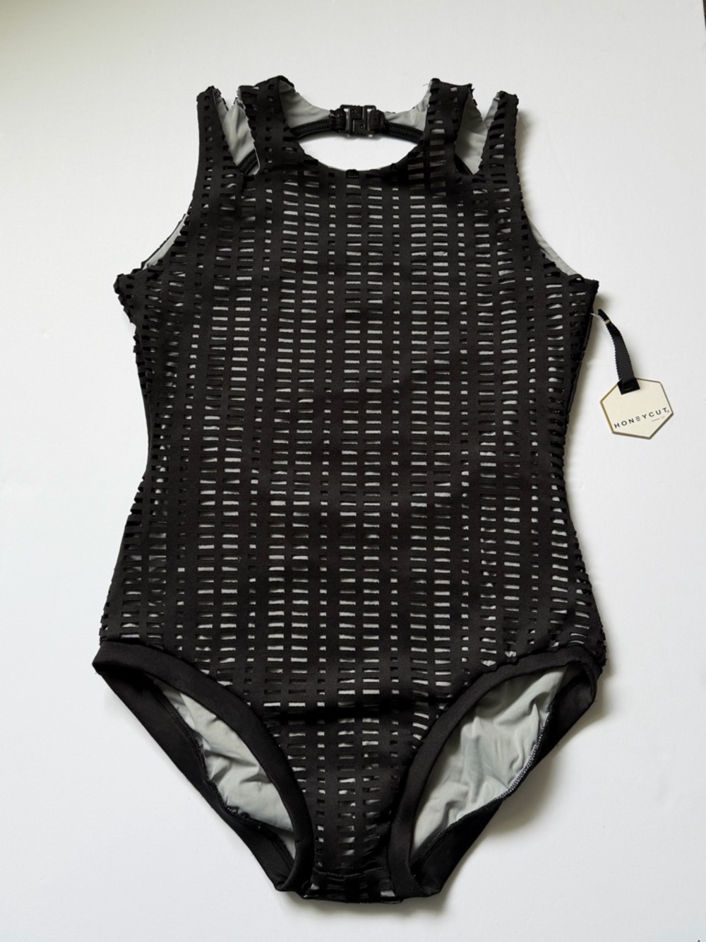 Honeycut Black Mesh One-Piece Leotard AS